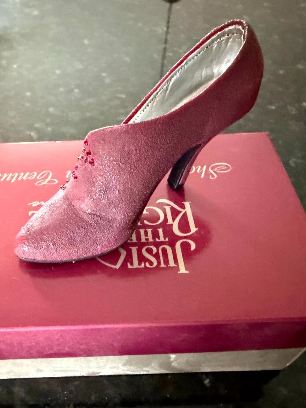 Just the Right Shoe Pastiche 25048 Burgundy Rhinestone Bootie Figurine Box